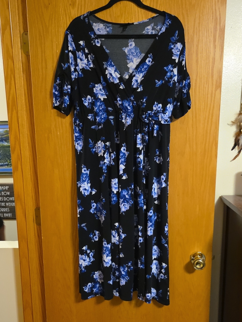 torrid Black Maxi Dress with Blue Floral Print